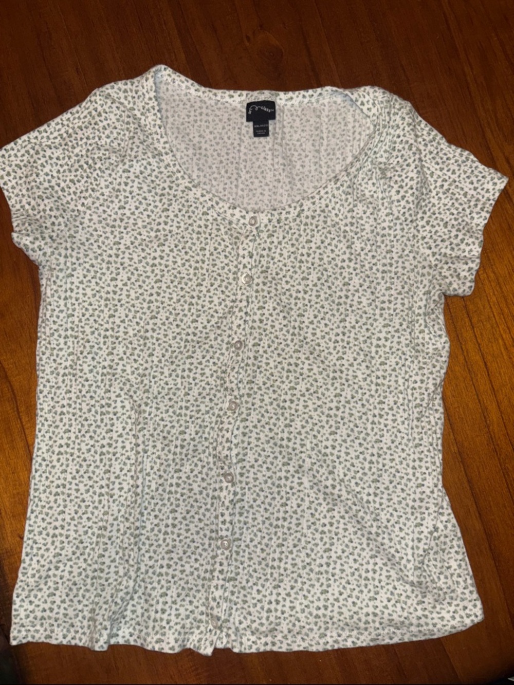 Girls Green Floral Print button shirt